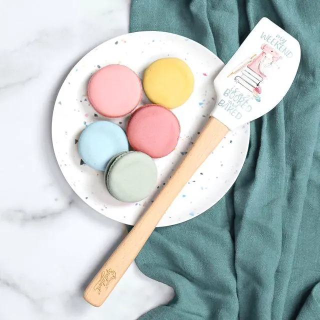 Alt view image 2 of 5 - Tovolo Spatulart Booked & Baked Silicone Spatula with Wood Handle BPA Free, Heat-Resistant, Ideal for Baking, Mixing & Meal Prep