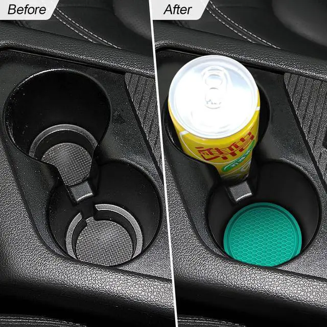 Alt view image 5 of 6 - 4 Pack Car Cup Holder Coaster, 2.75 Inch Diameter Non-Slip Universal Insert Coaster, Durable, Suitable for Most Car Interior, Car Accessory for Women and Men (Blue/Green)