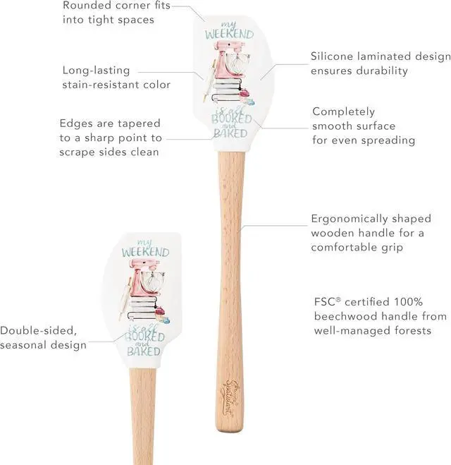 Alt view image 3 of 5 - Tovolo Spatulart Booked & Baked Silicone Spatula with Wood Handle BPA Free, Heat-Resistant, Ideal for Baking, Mixing & Meal Prep