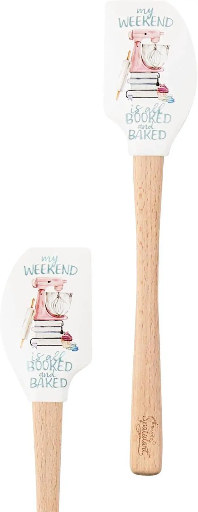 Alt view image 5 of 5 - Tovolo Spatulart Booked & Baked Silicone Spatula with Wood Handle BPA Free, Heat-Resistant, Ideal for Baking, Mixing & Meal Prep