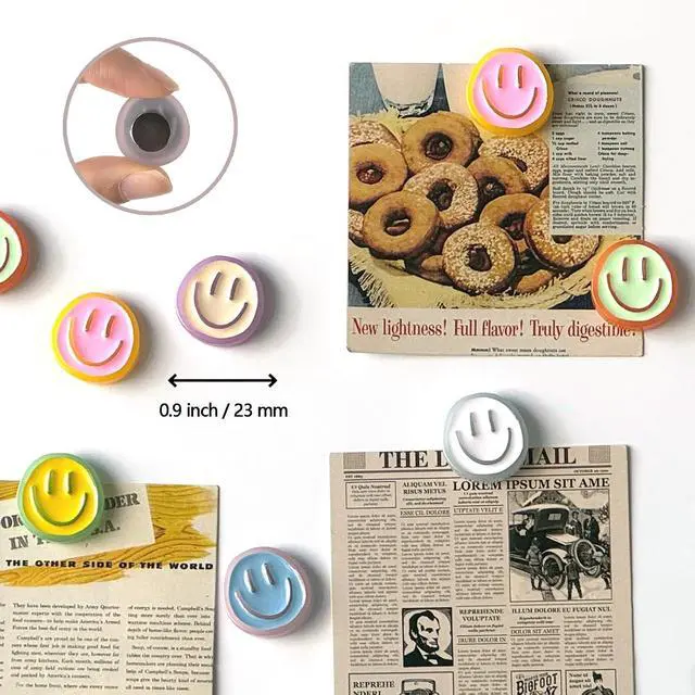 Alt view image 3 of 6 - 12PCS Strong Colorful Decorative Cute Smiley Face Fridge Magnets