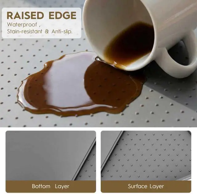 Alt view image 3 of 7 - Coffee Mat with Raised Edges, 10x14 Silicone Bar Mats for Counter, Heat Resistant Accessories Mat Keep Kitchen Counters Clean & Drying, Espresso Machine Coffee Bar Mats for Countertop, Grey