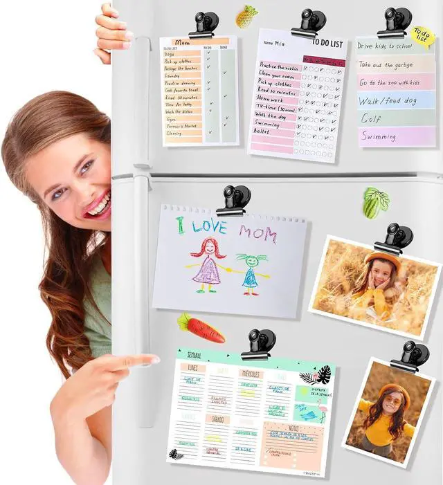 Alt view image 2 of 6 - VNDUEEY 6 Pack Refrigerator Magnets Fridge Magnets, Black Magnetic Clips Whiteboard Magnets, Magnet Clips for Home and Office List Display