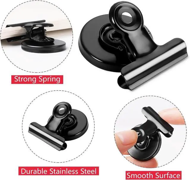 Alt view image 3 of 6 - VNDUEEY 6 Pack Refrigerator Magnets Fridge Magnets, Black Magnetic Clips Whiteboard Magnets, Magnet Clips for Home and Office List Display