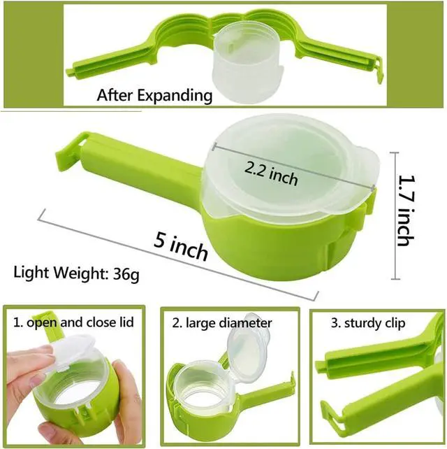 Alt view image 2 of 6 - Food Storage Sealing Clips with Pouring Spouts, Bag Clips for Food, Kitchen, Chip Bag Clips, Plastic Cap Clips, Great for Organizing and Storing Food in the Kitchen