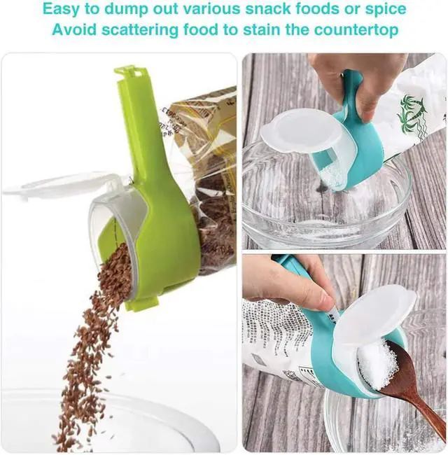 Alt view image 4 of 6 - Food Storage Sealing Clips with Pouring Spouts, Bag Clips for Food, Kitchen, Chip Bag Clips, Plastic Cap Clips, Great for Organizing and Storing Food in the Kitchen