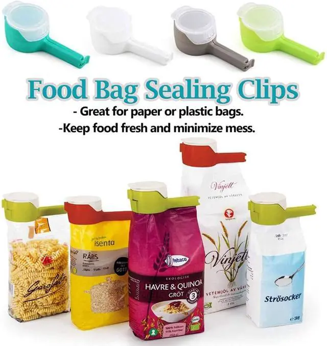 Alt view image 6 of 6 - Food Storage Sealing Clips with Pouring Spouts, Bag Clips for Food, Kitchen, Chip Bag Clips, Plastic Cap Clips, Great for Organizing and Storing Food in the Kitchen