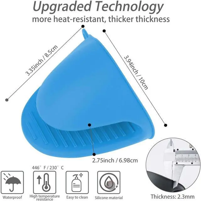 Alt view image 2 of 7 - NEPAK 2 Pairs Oven Mitts Heat Resistant,Mini Silicone Oven Gloves,Pinch Grips Mitts Potholder for Kitchen Cooking & Baking (Red and Blue)