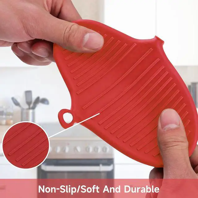 Alt view image 3 of 7 - NEPAK 2 Pairs Oven Mitts Heat Resistant,Mini Silicone Oven Gloves,Pinch Grips Mitts Potholder for Kitchen Cooking & Baking (Red and Blue)