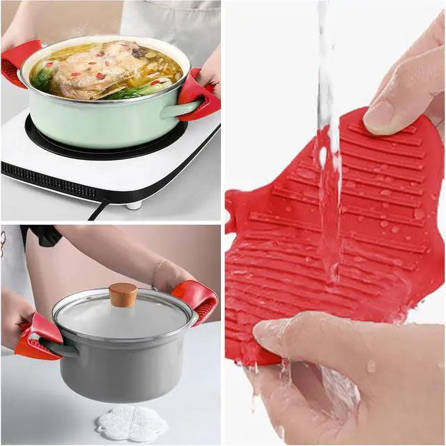 Alt view image 5 of 7 - NEPAK 2 Pairs Oven Mitts Heat Resistant,Mini Silicone Oven Gloves,Pinch Grips Mitts Potholder for Kitchen Cooking & Baking (Red and Blue)