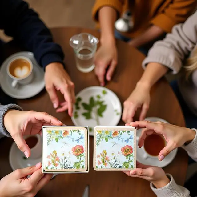 Alt view image 4 of 7 - Lightahead Set of 4 MDF Wood Square Coasters for Tea Coffee Cups Mugs Drinks Glass, Floral Design in a Gift Box (Pink)