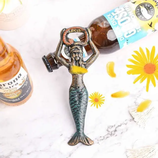 Alt view image 4 of 7 - Sungmor Cast Iron Mermaid Bottle Opener, Vintage Portable Bottle Cap Opener, Durable Handy Kitchen Bartender Coke Beer Open Equipment, Unique Decorative Metal Opener, Christmas Thanksgiving Party Gift