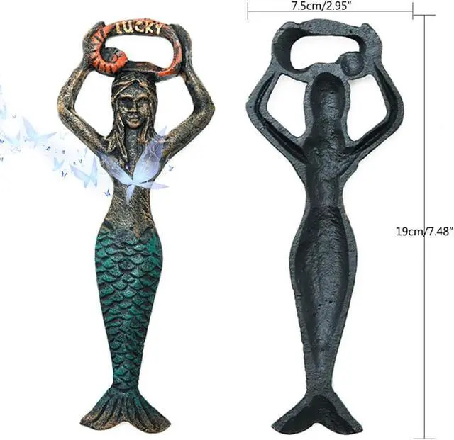 Alt view image 6 of 7 - Sungmor Cast Iron Mermaid Bottle Opener, Vintage Portable Bottle Cap Opener, Durable Handy Kitchen Bartender Coke Beer Open Equipment, Unique Decorative Metal Opener, Christmas Thanksgiving Party Gift