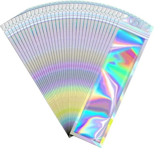 Main image of JETMORE Holographic Bags, 100 PCS Mylar Bags, 2.4x9in Small Bags for Gifts