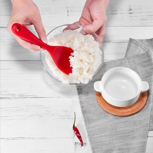 Alt view image 4 of 7 - Silicone Rice Paddle Spoon Set of 2,Non Stick Heat Resistant Kitchen Gadge Rice Spoon,Rice Scooper,Rice Spatula,Rice Spoon Paddle,Rice Cooker Spoon,Works for Rice,Mashed Potato Or More (Red)