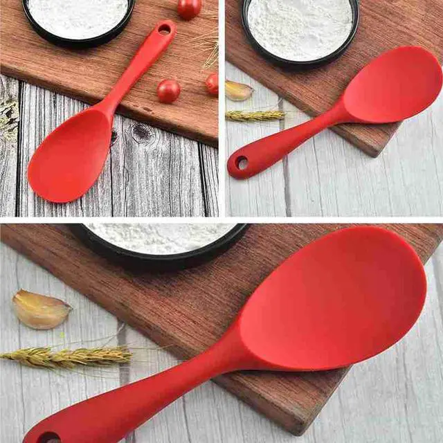 Alt view image 5 of 7 - Silicone Rice Paddle Spoon Set of 2,Non Stick Heat Resistant Kitchen Gadge Rice Spoon,Rice Scooper,Rice Spatula,Rice Spoon Paddle,Rice Cooker Spoon,Works for Rice,Mashed Potato Or More (Red)