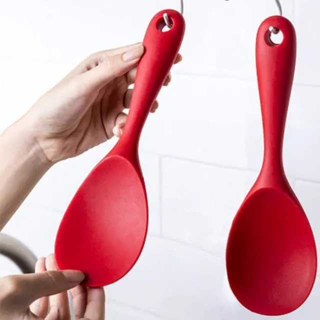 Alt view image 6 of 7 - Silicone Rice Paddle Spoon Set of 2,Non Stick Heat Resistant Kitchen Gadge Rice Spoon,Rice Scooper,Rice Spatula,Rice Spoon Paddle,Rice Cooker Spoon,Works for Rice,Mashed Potato Or More (Red)