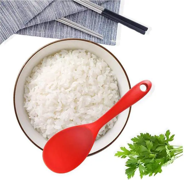 Alt view image 7 of 7 - Silicone Rice Paddle Spoon Set of 2,Non Stick Heat Resistant Kitchen Gadge Rice Spoon,Rice Scooper,Rice Spatula,Rice Spoon Paddle,Rice Cooker Spoon,Works for Rice,Mashed Potato Or More (Red)