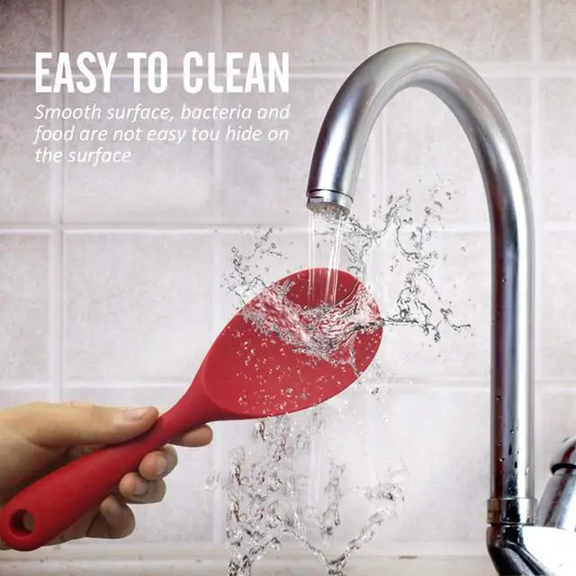 Alt view image 2 of 7 - Silicone Rice Paddle Spoon Set of 2,Non Stick Heat Resistant Kitchen Gadge Rice Spoon,Rice Scooper,Rice Spatula,Rice Spoon Paddle,Rice Cooker Spoon,Works for Rice,Mashed Potato Or More (Red)