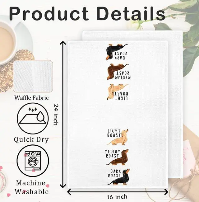 Alt view image 7 of 7 - Funny Dachshund Kitchen Towels, Gifts for Dachshund Lovers, Weiner Dog Gifts Dish Hand Tea Towels for Kitchen Bathroom Decor, Doxie Gift,16x24 Inch