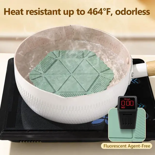 Alt view image 4 of 7 - Magnetic Silicone Trivet Mat - Heat Resistant Hot Pad for Hot Dishes, Pots & Pans, Non-Slip Table & Countertop Protector (Green, Hexagon)