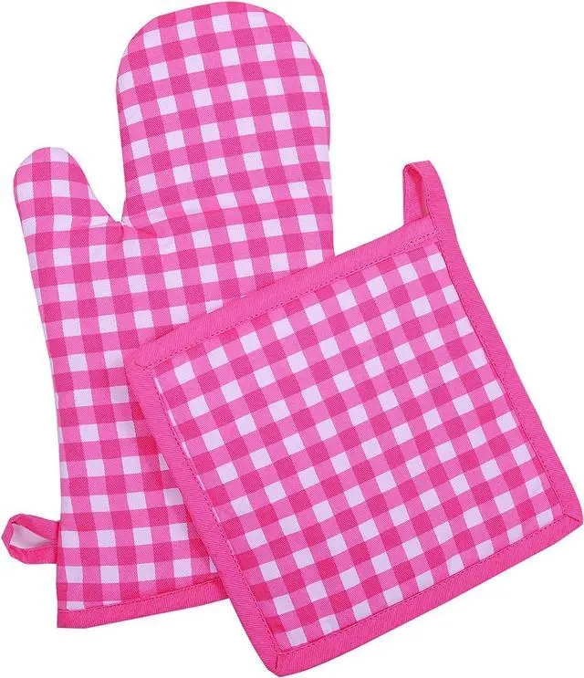 Main image of Cotton Candy Mitten and Pot Holder Set.100% Cotton Shell & Polyester Fill | Pot Holder - 8"x8" and Oven Mitts - 7"x13" | Comfortable, Machine Washable, Heat Resistant