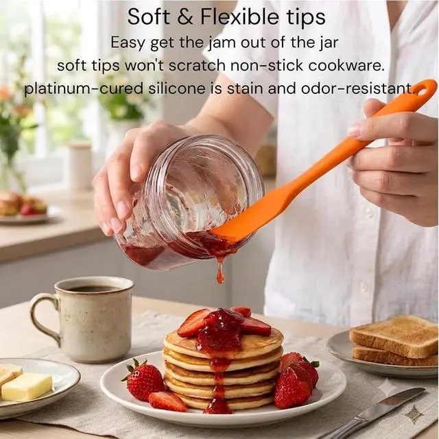 Alt view image 3 of 5 - 5pcs Silicone Jar Spatulas set, Cake Cream Spatulas Set, 9.8 inch Non-Stick Heat Resistant Mixing Butter Spatulas Baking Scrapers for Jars Blenders Cooking Stirring