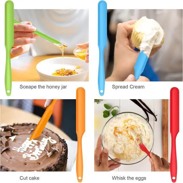 Alt view image 4 of 5 - 5pcs Silicone Jar Spatulas set, Cake Cream Spatulas Set, 9.8 inch Non-Stick Heat Resistant Mixing Butter Spatulas Baking Scrapers for Jars Blenders Cooking Stirring