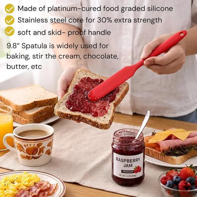 Alt view image 2 of 5 - 5pcs Silicone Jar Spatulas set, Cake Cream Spatulas Set, 9.8 inch Non-Stick Heat Resistant Mixing Butter Spatulas Baking Scrapers for Jars Blenders Cooking Stirring