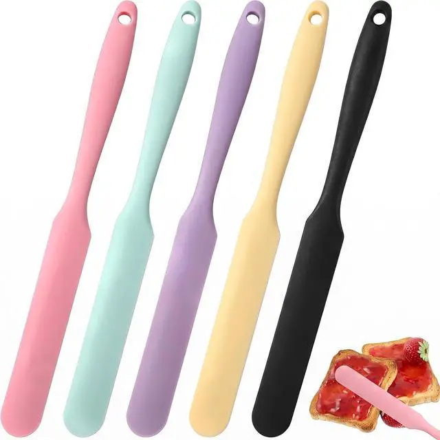 Main image of 5Pcs Silicone Jar Spatulas Set, Non-Stick Heat Resistant Jam Spreader, Heat Resistant 572°F, Food-grade Cream Spatulas, Flexible Kitchen Scraper Tools for Mixing, Baking, and Cooking