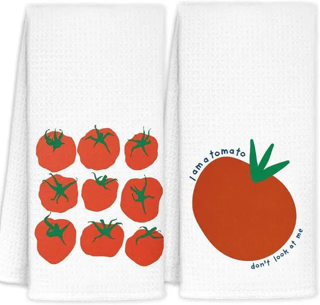 Main image of Funny Tomato Kitchen Towels, Gardening Gifts for Women, Trendy Retro Fruit Red Tomato Dish Hand Tea Towels for Kitchen Bathroom Decor, 16x24 Inch