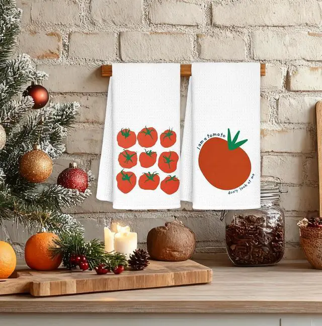 Alt view image 3 of 7 - Funny Tomato Kitchen Towels, Gardening Gifts for Women, Trendy Retro Fruit Red Tomato Dish Hand Tea Towels for Kitchen Bathroom Decor, 16x24 Inch