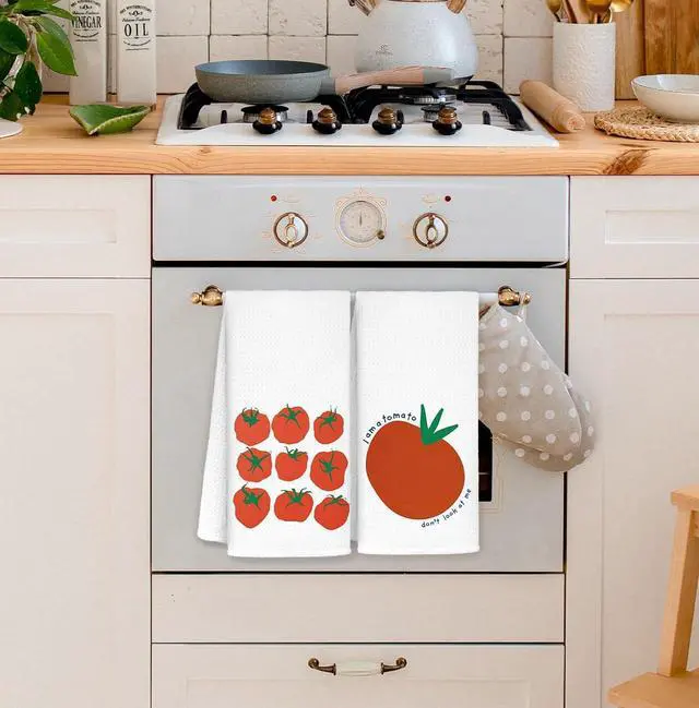 Alt view image 4 of 7 - Funny Tomato Kitchen Towels, Gardening Gifts for Women, Trendy Retro Fruit Red Tomato Dish Hand Tea Towels for Kitchen Bathroom Decor, 16x24 Inch