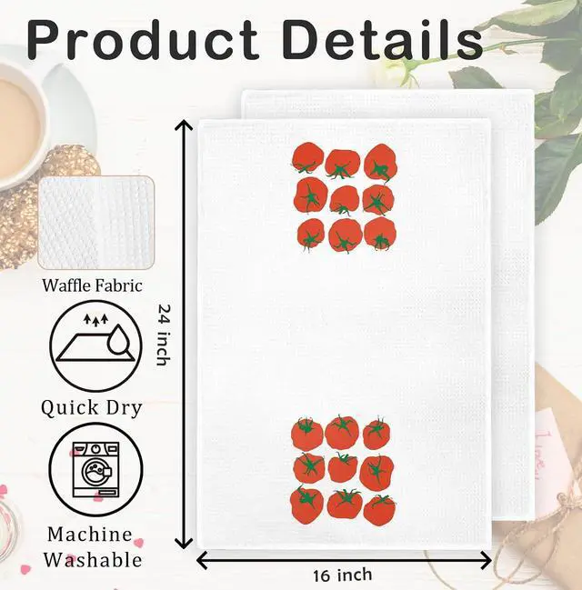Alt view image 7 of 7 - Funny Tomato Kitchen Towels, Gardening Gifts for Women, Trendy Retro Fruit Red Tomato Dish Hand Tea Towels for Kitchen Bathroom Decor, 16x24 Inch