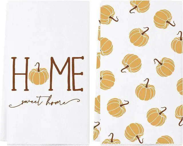 Alt view image 7 of 12 - Fall Kitchen Towels 18x26 Inch Set of 2 Autumn Thanksgiving Kitchen Decor | Watercolor Orange Pumpkin Sweet Home Vintage Farmhouse Seasonal Ultra Absorbent Hand & Dish Towels Drying Dishcloth