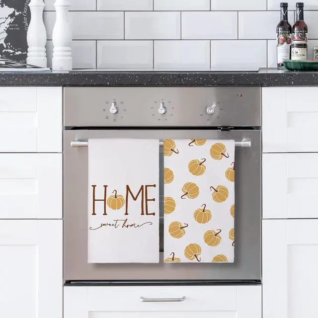 Alt view image 9 of 12 - Fall Kitchen Towels 18x26 Inch Set of 2 Autumn Thanksgiving Kitchen Decor | Watercolor Orange Pumpkin Sweet Home Vintage Farmhouse Seasonal Ultra Absorbent Hand & Dish Towels Drying Dishcloth