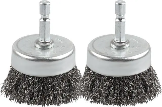 Main image of 2 Pack WENORA Wire Brush Set for Drill, 1/4 Inch Hex Shank, 0.010 Inch Coarse Carbon Steel Drill Brush, Rust Removal - 2 Inch