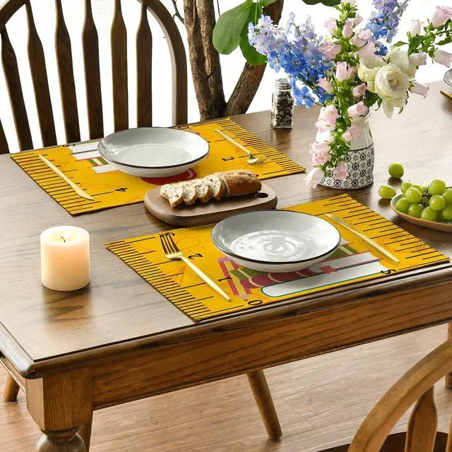 Alt view image 3 of 7 - Books Pencil Back to School Placemats Set of 4, 12x18 Inch Teacher Appreciation Week Table Mats for Party Classroom Dining Decoration