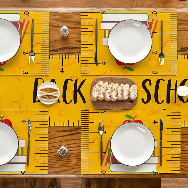 Alt view image 5 of 7 - Books Pencil Back to School Placemats Set of 4, 12x18 Inch Teacher Appreciation Week Table Mats for Party Classroom Dining Decoration