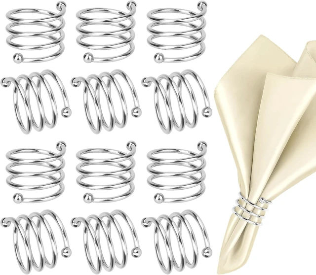 Main image of Silver Napkin Rings Sets of 12, Metal Napkin Holders Thanksgiving Fall Christmas Party Table Decorations Birthday Wedding Holiday Dinning Table Decor Gifts Idea for Home Host Family Gatherings