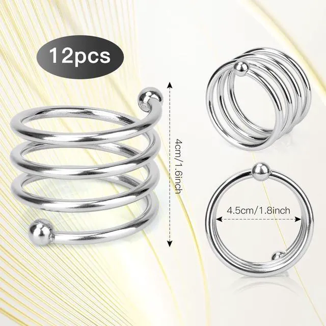 Alt view image 2 of 7 - Silver Napkin Rings Sets of 12, Metal Napkin Holders Thanksgiving Fall Christmas Party Table Decorations Birthday Wedding Holiday Dinning Table Decor Gifts Idea for Home Host Family Gatherings