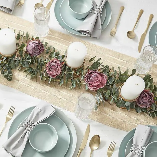 Alt view image 5 of 7 - Silver Napkin Rings Sets of 12, Metal Napkin Holders Thanksgiving Fall Christmas Party Table Decorations Birthday Wedding Holiday Dinning Table Decor Gifts Idea for Home Host Family Gatherings