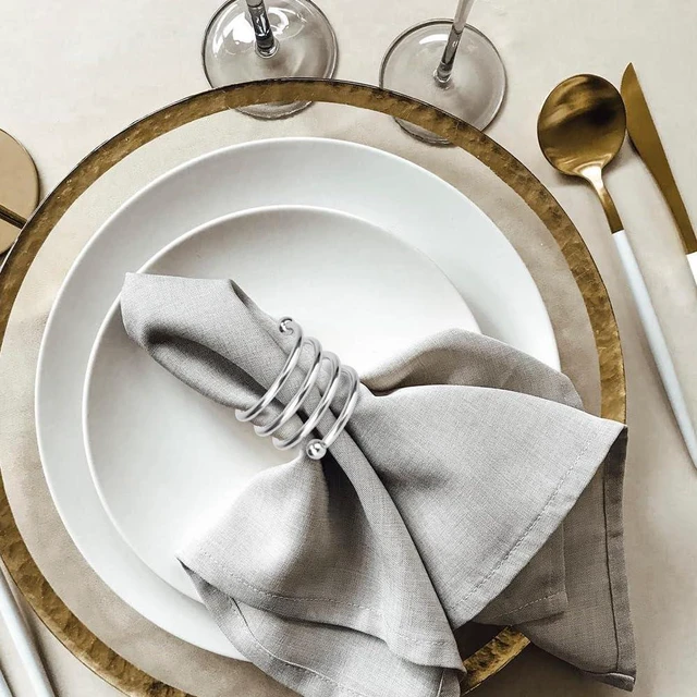Alt view image 3 of 7 - Silver Napkin Rings Sets of 12, Metal Napkin Holders Thanksgiving Fall Christmas Party Table Decorations Birthday Wedding Holiday Dinning Table Decor Gifts Idea for Home Host Family Gatherings