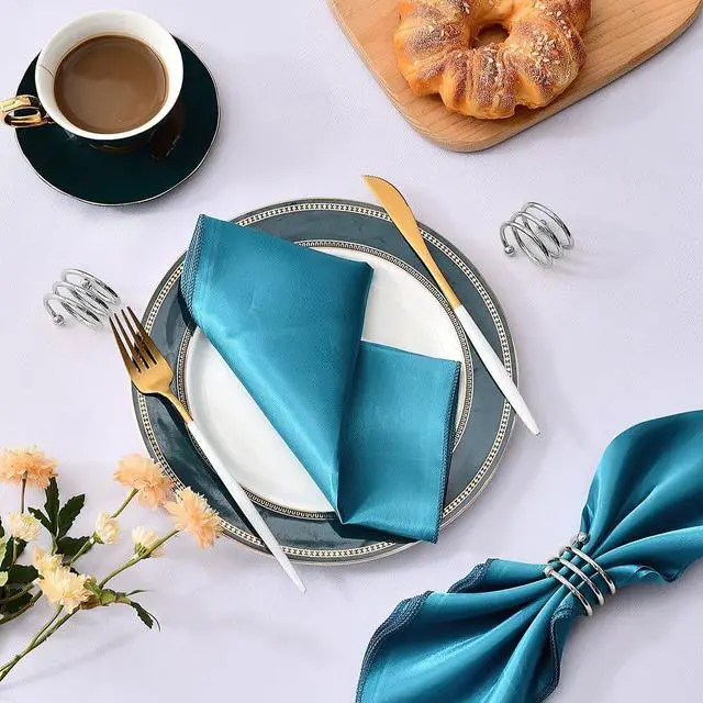 Alt view image 7 of 7 - Silver Napkin Rings Sets of 12, Metal Napkin Holders Thanksgiving Fall Christmas Party Table Decorations Birthday Wedding Holiday Dinning Table Decor Gifts Idea for Home Host Family Gatherings