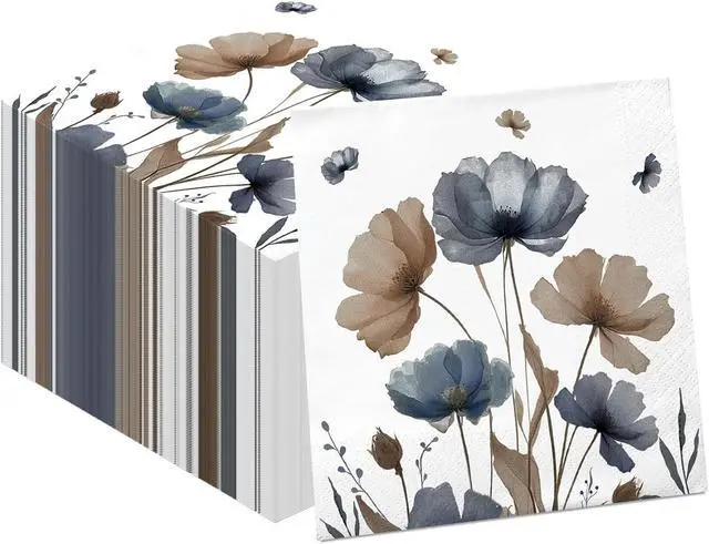 Main image of Floral Napkins Disposable, 50-Pack Decorative Paper Hand Towels for Bathroom & Guest Use | Boho Vintage Watercolor Spring Design Dinner Napkins for Wedding Party, 6.5X 6.5 Inch