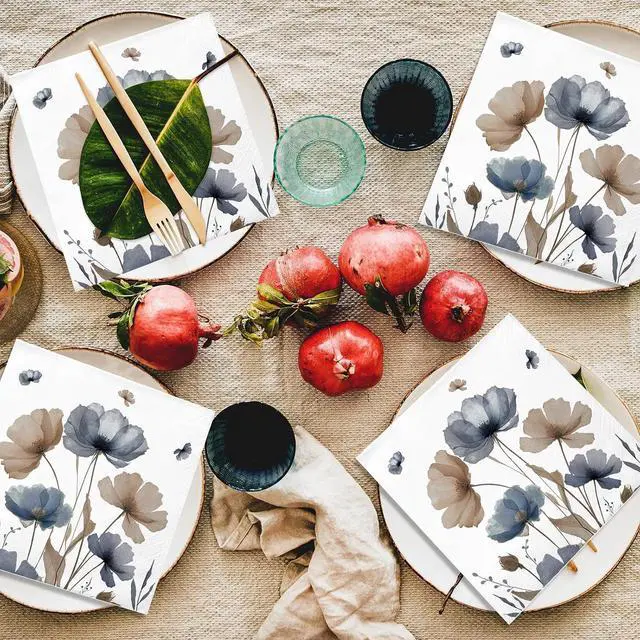 Alt view image 5 of 7 - Floral Napkins Disposable, 50-Pack Decorative Paper Hand Towels for Bathroom & Guest Use | Boho Vintage Watercolor Spring Design Dinner Napkins for Wedding Party, 6.5X 6.5 Inch