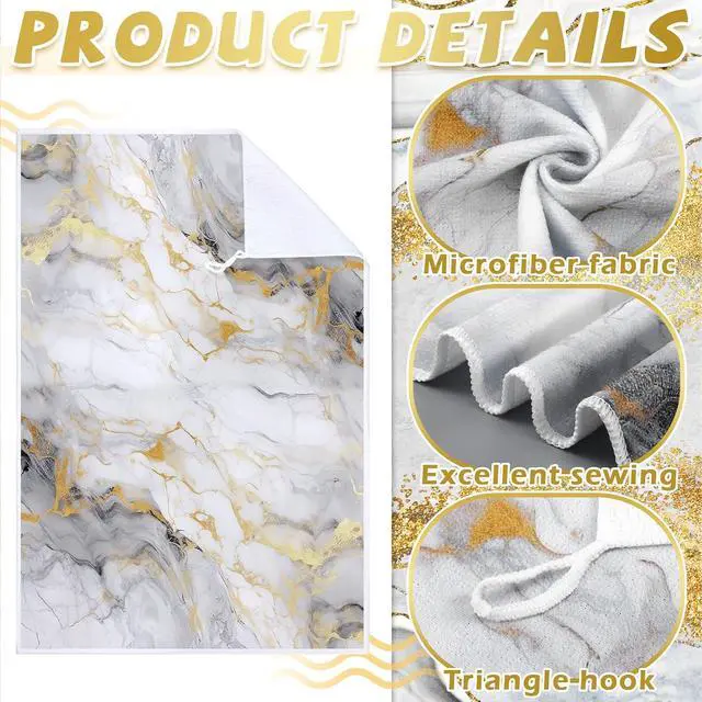 Alt view image 5 of 7 - 4 Pcs White and Gold Decorative Towel Set Marble Kitchen Accessories Bathroom Hand Towels Absorbent Tea Washcloths for Summer Kitchen Bathroom Decor Accessories Gifts