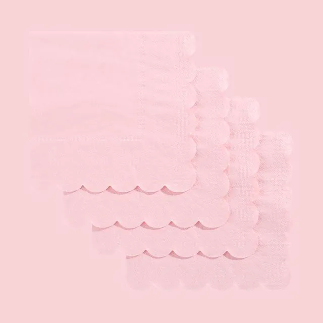Alt view image 4 of 7 - 120 Pcs Cocktail Napkins Pink Paper Napkins Light Pink Dessert Beverage Napkin Cute Scalloped Party Napkin for Baby Bridal Shower, Birthday, 5 x 5 Inch