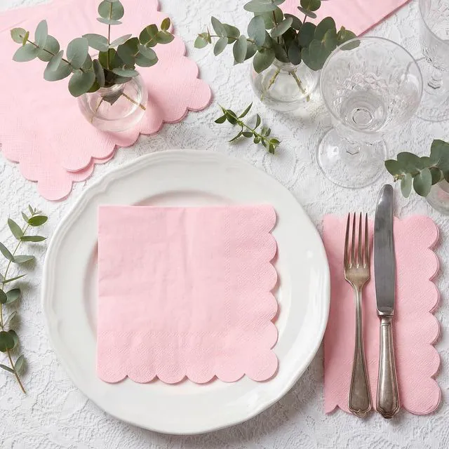 Alt view image 6 of 7 - 120 Pcs Cocktail Napkins Pink Paper Napkins Light Pink Dessert Beverage Napkin Cute Scalloped Party Napkin for Baby Bridal Shower, Birthday, 5 x 5 Inch
