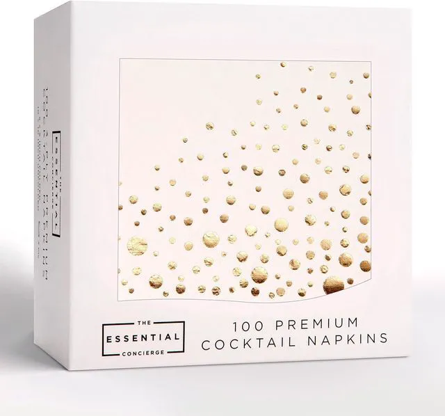 Main image of Gold Cocktail Napkins, 100 White and Gold Party Napkins, 5x5 Inch